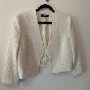 NINE WEST Newport Bay Ivory Cropped Blazer Suit Jacket Size 10